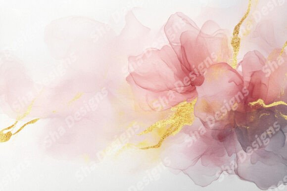 Abstract Pink and Gold Floral Art