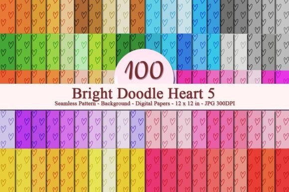 Bright Doodle Heart 5 Seamless Pattern