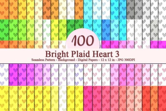 Bright Plaid Heart 3 Seamless Pattern: A Versatile Digital Design for Modern Creativity