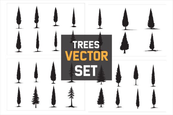Cypress Tree Vector Silhouettes: A Versatile Asset for Creative and Commercial Projects