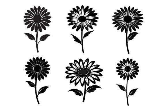 Daisy Flower Silhouette Vector Bundle
