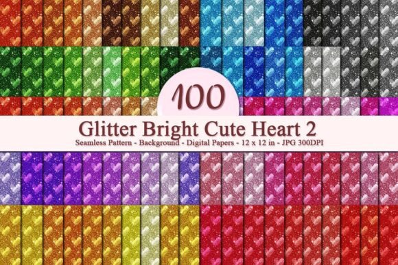 Glitter Bright Cute Heart 2 Pattern: A Versatile Digital Design for Creative Projects