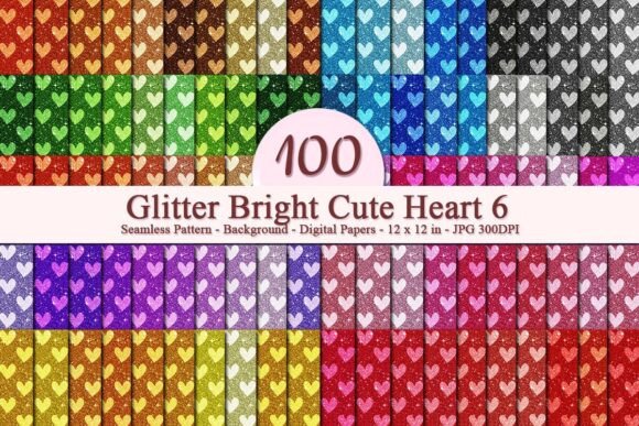 Glitter Bright Cute Heart 6 Pattern