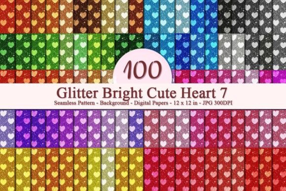 Glitter Bright Cute Heart 7 Pattern