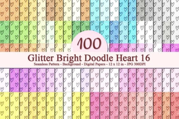 Glitter Bright Doodle Heart 16 Pattern: A Versatile Digital Design for Creative Projects