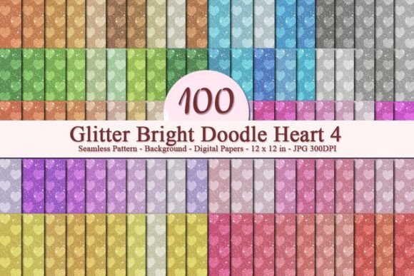 Glitter Bright Doodle Heart 4 Pattern