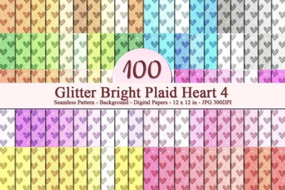 Glitter Bright Plaid Heart 4 Pattern