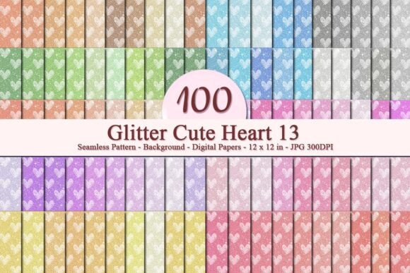 Glitter Cute Heart 13 Pattern