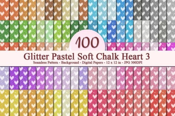 Glitter Pastel Chalk Heart 3 Pattern: A Versatile Digital Design for Creative Projects