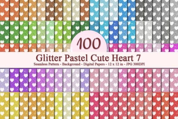 Glitter Pastel Cute Heart 7 Pattern