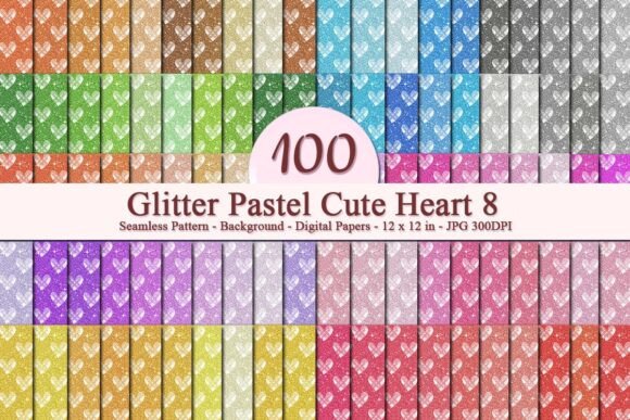 Glitter Pastel Cute Heart 8 Pattern: A Versatile Digital Design for Modern Creativity