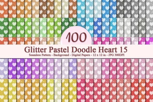 Glitter Pastel Doodle Heart 15 Pattern