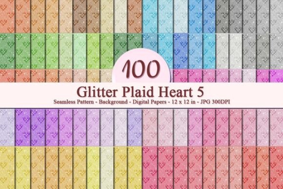 Glitter Plaid Heart 5 Pattern