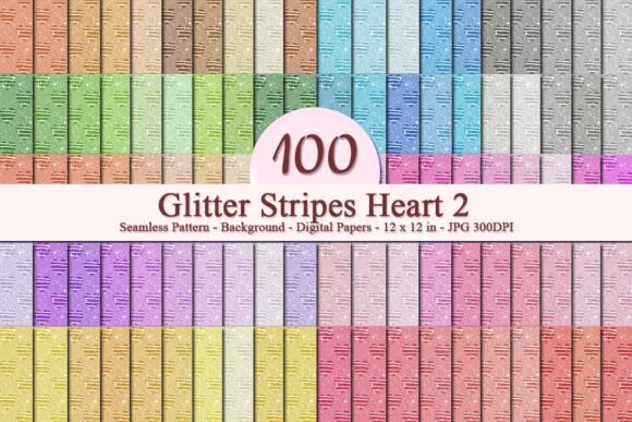 Glitter Stripes Heart 2 Pattern