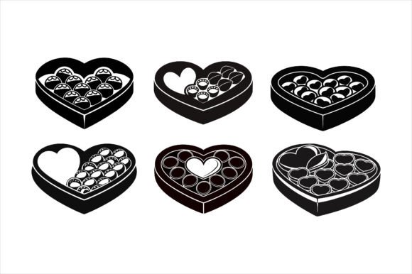 Heart Chocolate Box Icon Bundle