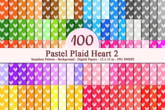Pastel Plaid Heart 2 Seamless Pattern