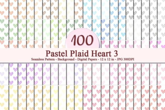 Pastel Plaid Heart 3 Seamless Pattern: A Versatile Digital Design for Creative Projects