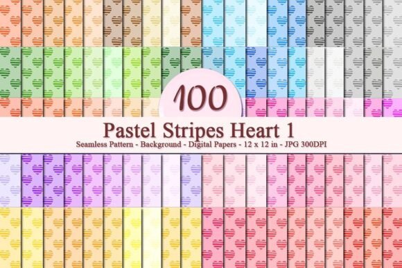 Pastel Stripes Heart 1 Seamless Pattern: A Versatile Digital Design for Modern Creatives