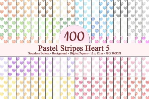 Pastel Stripes Heart 5 Seamless Pattern: A Versatile Digital Design for Creative Projects