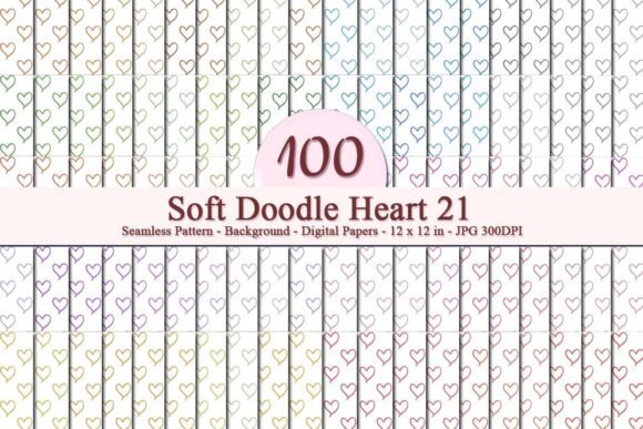 Soft Doodle Heart 21 Seamless Pattern: A Versatile Digital Design for Creative and Commercial Use