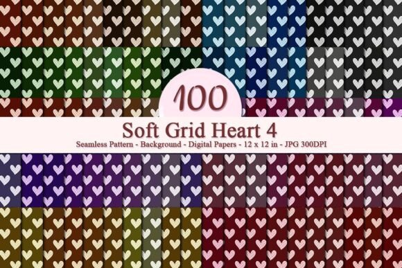 Soft Grid Heart 4 Seamless Pattern