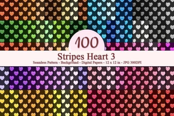 Stripes Heart 3 Seamless Pattern