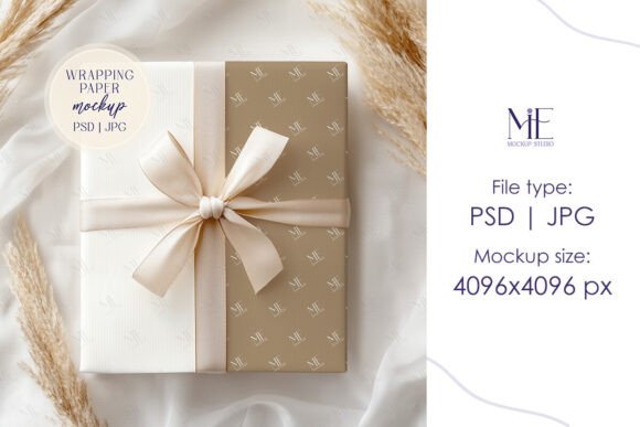 Wrapping Paper Mockup, Gift Wrap Mock Up